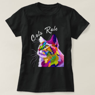 Moderne Pop Kunst Stijl Multicolour Bewerkbare Kat T-shirt