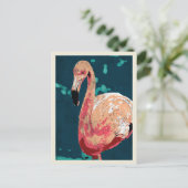 Moderne portret van een roze flamingo illustratie briefkaart (Staand voorkant)