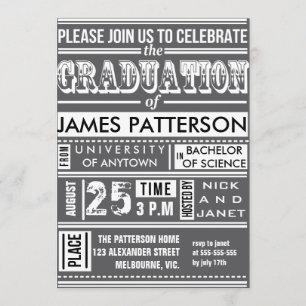 Moderne poster graduatie party kaart