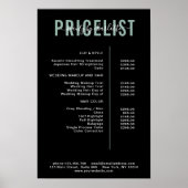 Moderne poster met prijslijst (Voorkant)