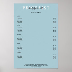 Moderne Poster met Prijslijst in Blauw