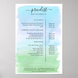 Moderne Poster met Waterkleuren Prijslijst