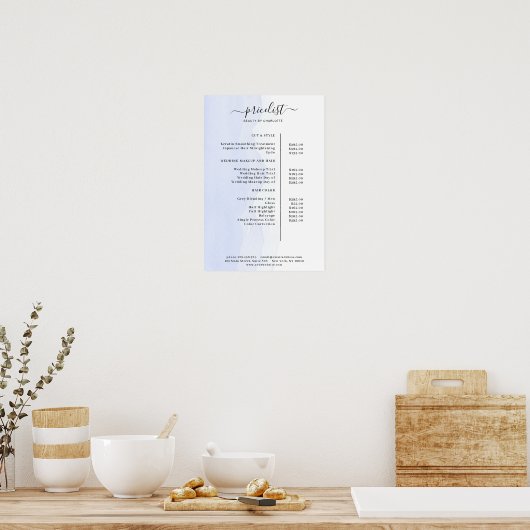 Moderne Poster met Waterverf Prijslijst (Keuken)