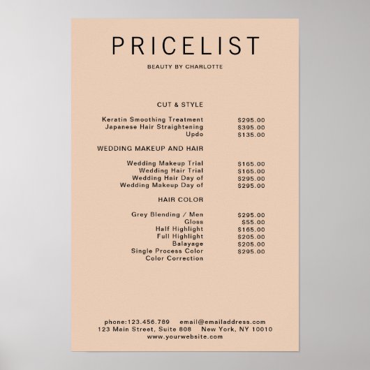 Moderne Poster prijslijst (Voorkant)