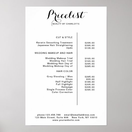 Moderne Poster prijslijst (Voorkant)