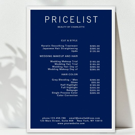 Moderne Poster prijslijst