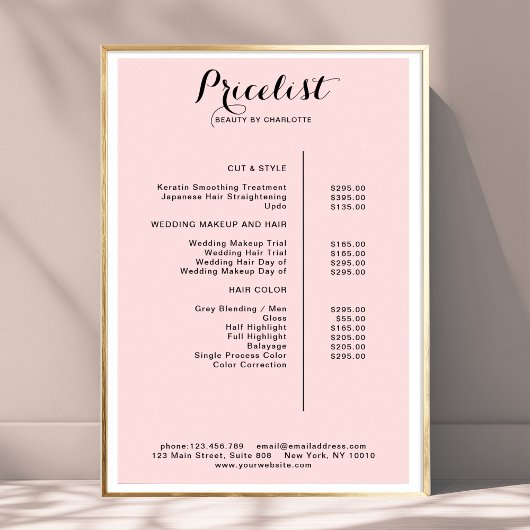 Moderne Poster prijslijst