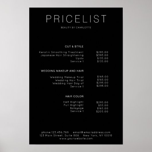 Moderne Poster prijslijst (Voorkant)