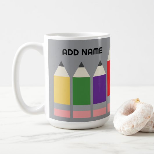 Moderne Potlood met Docentnaam Koffiemok (Met donut)