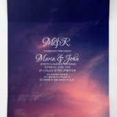 Moderne prachtige roze zonsondergang hemel donkere drieluik uitnodiging (Binnenkant midden)