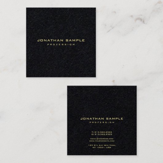 Moderne Premium - zwarte legante, minimale Gold-te Vierkante Visitekaartje (Voorkant / Achterkant)