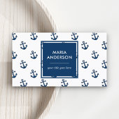 Moderne Preppy Marine Blauw Nautische Ankers Patro Visitekaartje