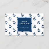 Moderne Preppy Marine Blauw Nautische Ankers Patro Visitekaartje (Voorkant)