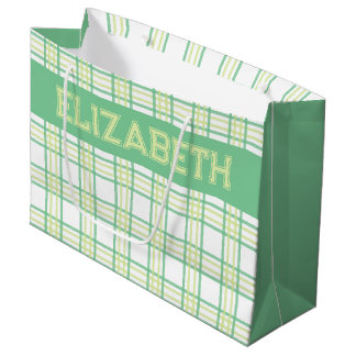 Moderne Preppy Plaid Groen Lime Patroon Groot Cadeauzakje