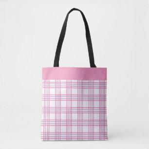 Moderne Preppy Plaid Roze Paarse Patroon Draagtas