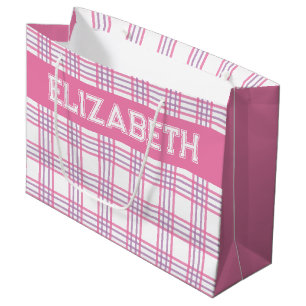 Moderne Preppy Plaid Roze Paarse Patroon Groot Cadeauzakje