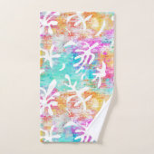 Moderne Preppy rose bleu tropique (Serviette à main)