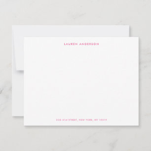 Moderne Preppy Roze Persoonlijke Plat Notitiekaartje