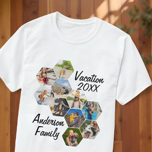 Moderne pret custom 9 afbeeldingen collage gezinsf t-shirt