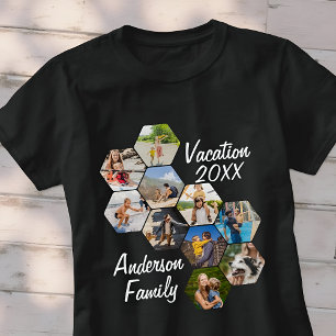 Moderne pret custom 9 afbeeldingen collage gezinsf t-shirt