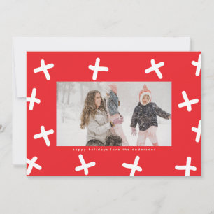 Moderne Pret Rand Foto Rood & Wit Kerst Knuffels Feestdagenkaart