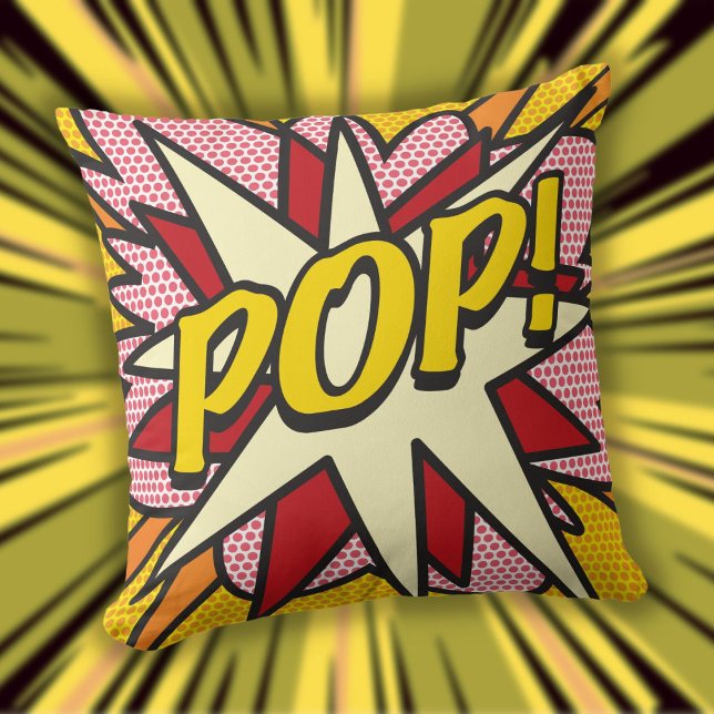 Moderne pret typografische geometrische strip POP Kussen (Creator heeft geüpload)