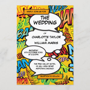 Moderne Pret-Typografische Ontwerper Strips Huweli Kaart