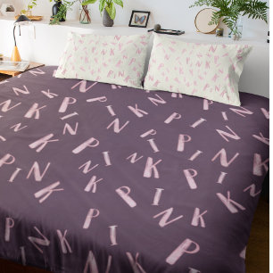 Moderne pret waterverf pruimroze letterpatroon fleece deken