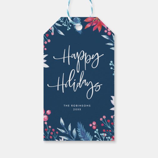 Moderne prettige feestdagen cadeaulabel (Achterkant)