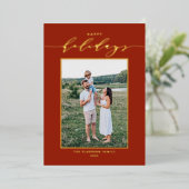 Moderne Prettige feestdagen foto van Script Red (Staand Voorkant)