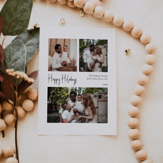 Moderne Prettige feestdagen Gecentreerd met drie f Feestdagenkaart