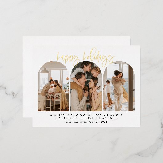 Moderne Prettige feestdagen Gold Foil kerstkaarten (Voorkant / Achterkant)