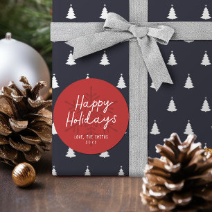 Moderne Prettige Feestdagen Script Sneeuwvlokken K Ronde Sticker
