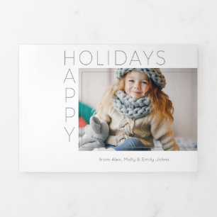 Moderne Prettige feestdagen Typografie Foto Drieluik Wenskaart