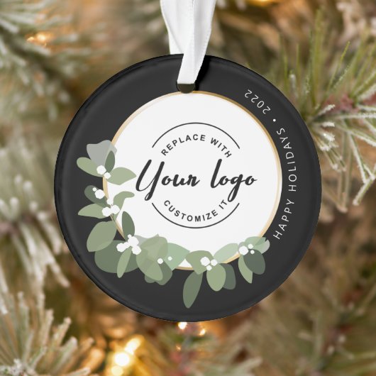 Moderne Prettige feestdagen uw Logo Ornament (Boom)
