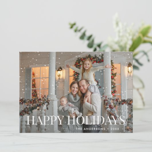 Moderne Prettige feestdagen White Script-foto Feestdagenkaart (Staand voorkant)