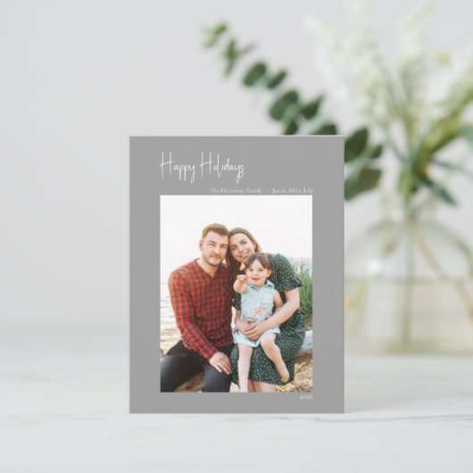 Moderne Prettige feestdagen zilver - Verticale enk Feestdagenkaart (Staand voorkant)