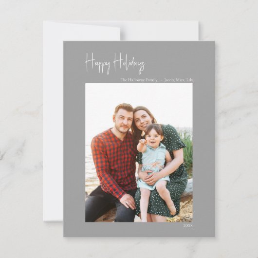 Moderne Prettige feestdagen zilver - Verticale enk Feestdagenkaart (Voorkant)