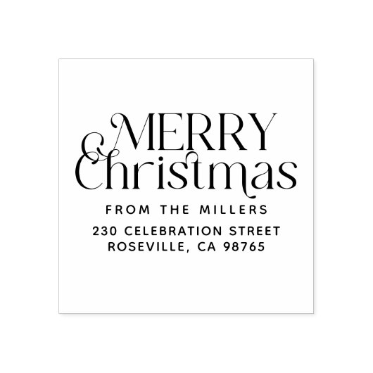 Moderne prettige kerst van het adres van de gezins 	rubberstempel (Afrduk)