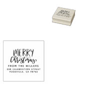 Moderne prettige kerst van het adres van de gezins rubberstempel (Gestempeld)