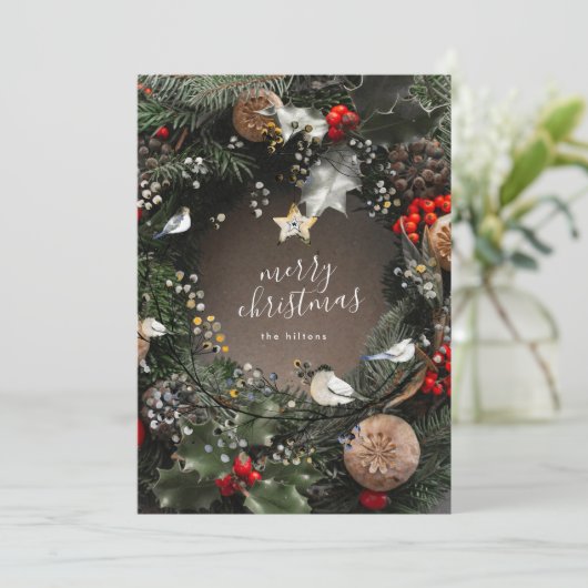 Moderne prettige kerstdeur, grote onderneming feestdagenkaart (Staand voorkant)