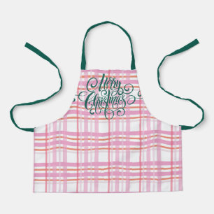 Moderne prettige kerstfeestroze witte pap schort