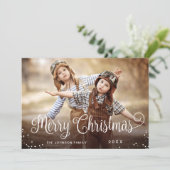 Moderne prettige kerstfotografie feestdagenkaart (Staand voorkant)