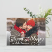 Moderne prettige kerstmis 2-fotografie feestdagenkaart (Staand voorkant)