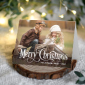 Moderne prettige kerstmis 2 kaart