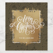 Moderne prettige kerstmis met Gold Black Wijn Etiket (Enkel label)