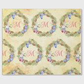 Moderne prettige kerstmis met rode gele letter cadeaupapier (Vlak)