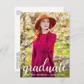 Moderne Pretty Graduation Party Photo Invitation W (Devant / Derrière)