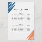 Moderne prijslijst voor gebruikers menu (Achterkant)