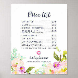 Moderne Prijslijst voor Lipproducten Distributeur Poster